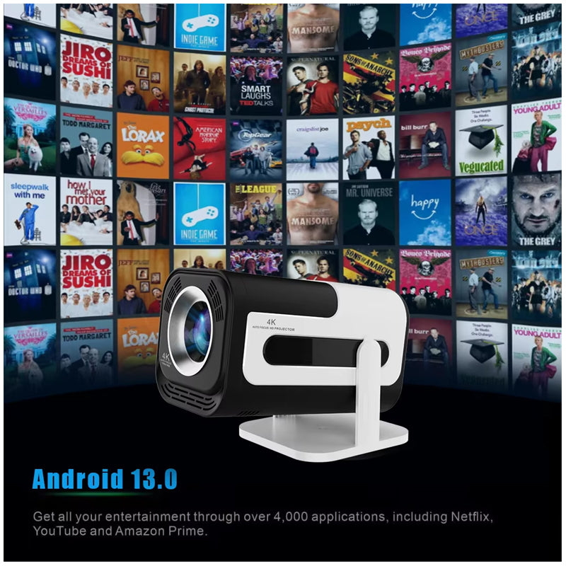 JY320 Portable Projector With 4K Android 11.0 300ANSI 1080P Max Resolution WIFI6 and BT5.0 Pico