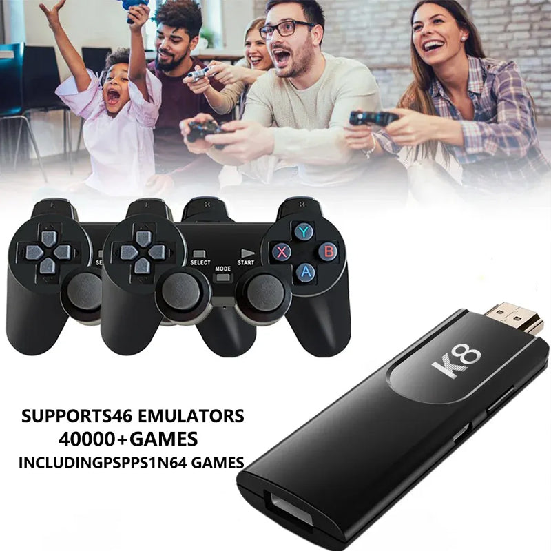 K8 gaming Console,Video Game Stick Built in 64gb 40,000 plus Games, 40 plus Classic Emulators, 4K High Definition HDMI Output for TV with Dual 2.4G Wireless Controllers