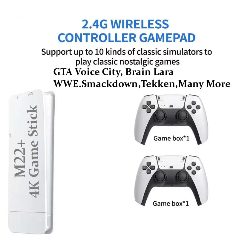 M15 Game Stick 4K, 64 GB 20,000 Plus built in games and Video Game Console Retro Classic Games 2.4G Double Wireless Controller for PS1/GBA/SNES