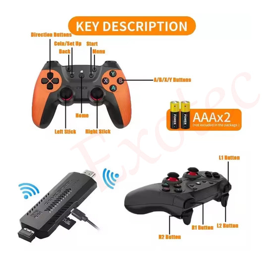 X2 PRO 64G 41000+ Games 4K Game Stick HD 3D Retro Video Game Console Wireless