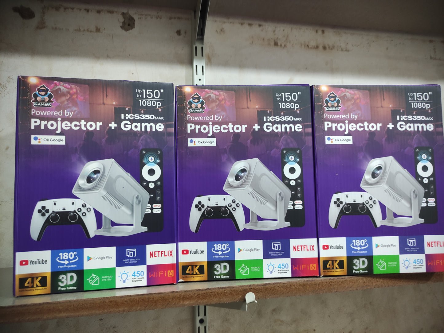 HCS350 Max Latest 2 in 1 With Game Projector 3D Gaming 4k Android 11 150 Lumen Wireless Smart Projector With Wireless Gamepad