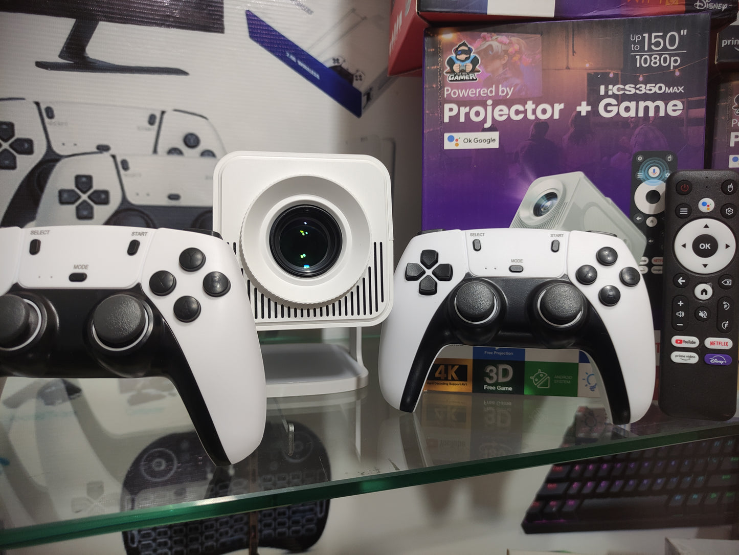 HCS350 Max Latest 2 in 1 With Game Projector 3D Gaming 4k Android 11 150 Lumen Wireless Smart Projector With Wireless Gamepad