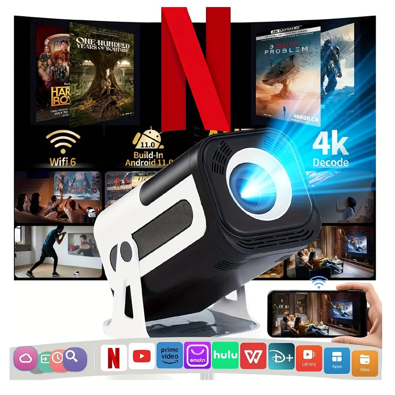 JY320 Portable Projector With 4K Android 11.0 300ANSI 1080P Max Resolution WIFI6 and BT5.0 Pico