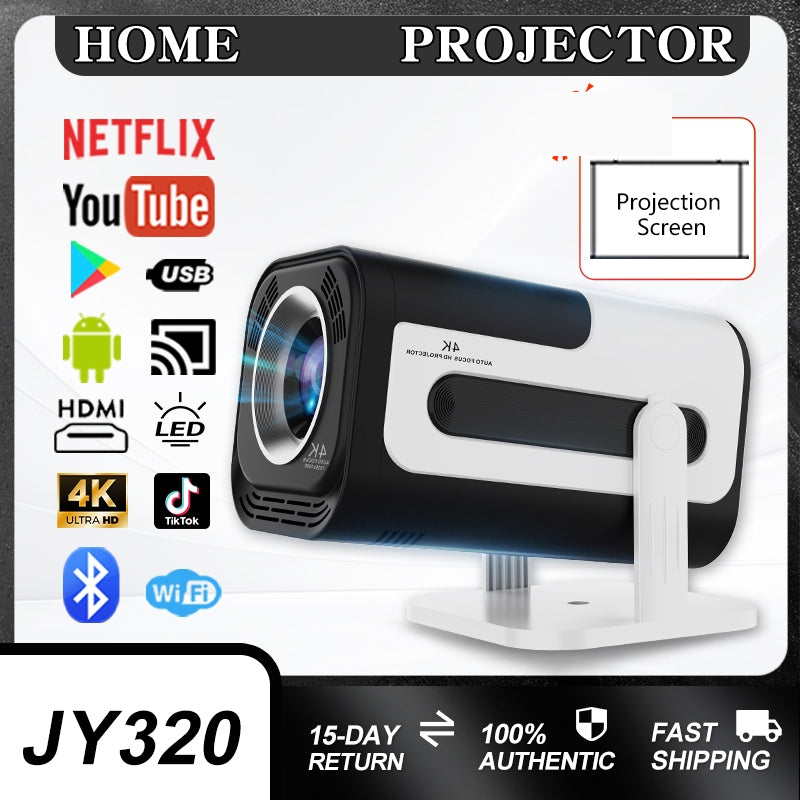 JY320 Portable Projector With 4K Android 11.0 300ANSI 1080P Max Resolution WIFI6 and BT5.0 Pico