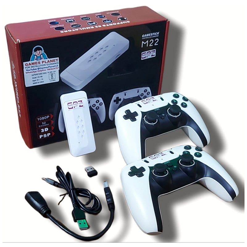 M22 Game Stick,64 GB 30,000 Plus games and 52 Plus Emulator games, Video Game Console Retro Classic Games 2.4G Double Wireless Controller for PSP/PS1/Neogo/GBA/SNES