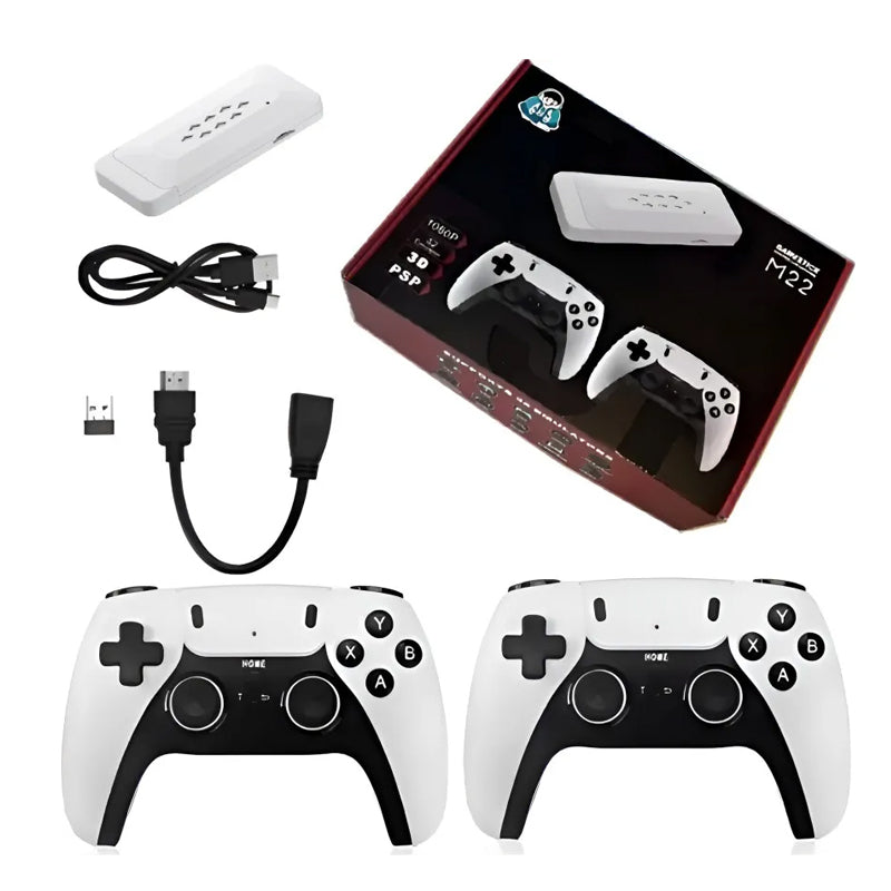 M22 Game Stick,64 GB 30,000 Plus games and 52 Plus Emulator games, Video Game Console Retro Classic Games 2.4G Double Wireless Controller for PSP/PS1/Neogo/GBA/SNES