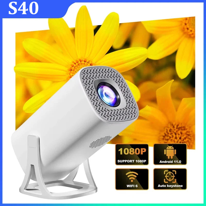 S40 Smart Android 11 Mini Projector WIFI6 Support 4K 1080P BT5.0 Projector 1280*720P Home Cinema Portable Projector
