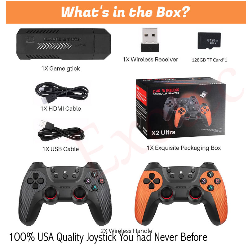X2 PRO 64G 41000+ Games 4K Game Stick HD 3D Retro Video Game Console Wireless