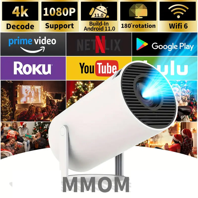 HY300 Projector 4k Android 11 With 1080p4K Android 11 Dual Wifi6 260ANSI Allwinner H713 BT5.0 1080P 1280*720P Home Cinema Outdoor Projetor