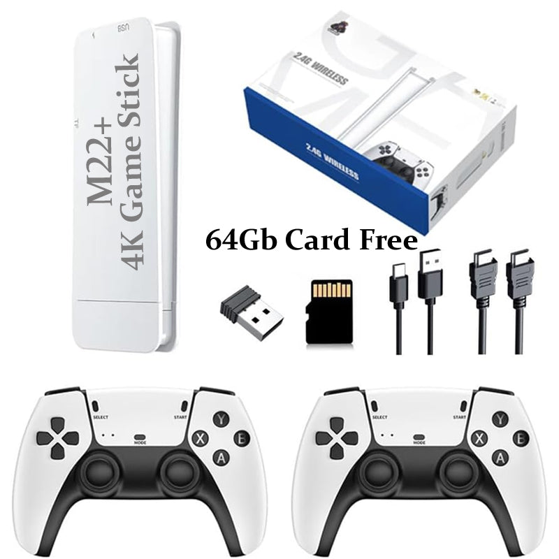 M15 Game Stick 4K, 64 GB 20,000 Plus built in games and Video Game Console Retro Classic Games 2.4G Double Wireless Controller for PS1/GBA/SNES