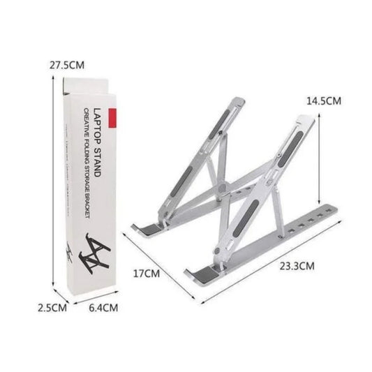 Portable Foldable Laptop Stand – Adjustable Aluminum Metal Stand with Anti-Slip Rubber Grips Ergonomic Folding Laptop Holder for MacBook Dell HP Lenovo Asus | Lightweight Durable Laptop Stand for All Sizes Adjustable Height for Comfortable View