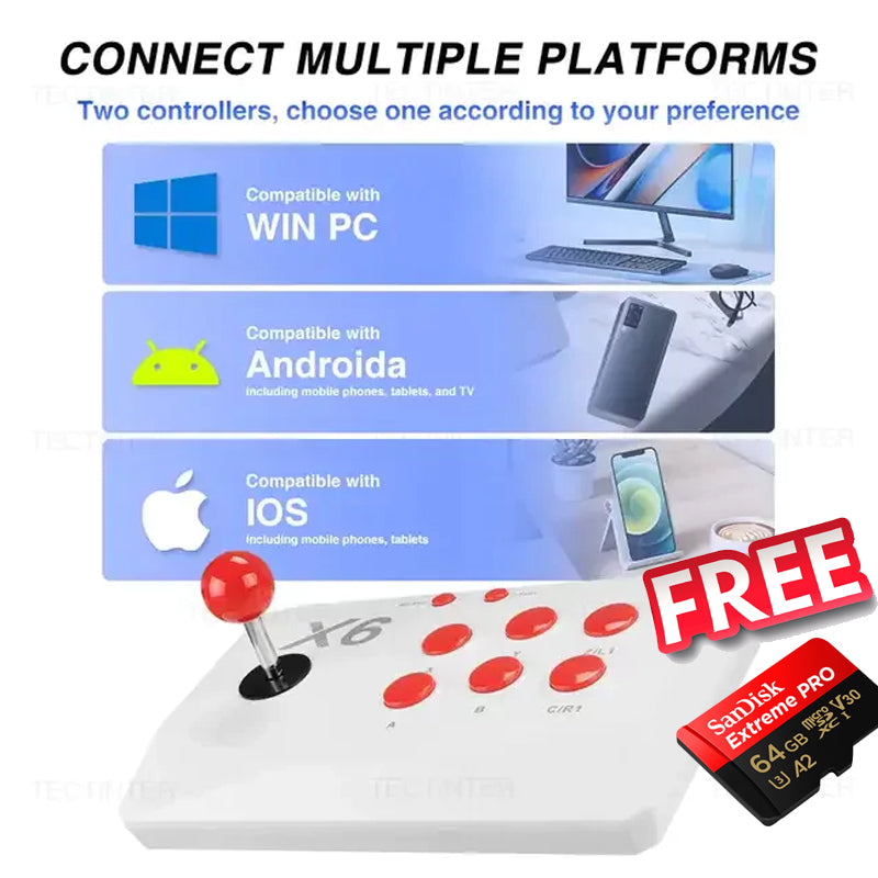X6 Retro HD Wireless Video Arcade Game Console HDMI-compatible over 20,000 plus games, 2 Player Arcade Joysticks, Wired Arcade Joysticks for kids, Plug and play gaming arcade Joystick and fighting games best arcade joystick for 90s